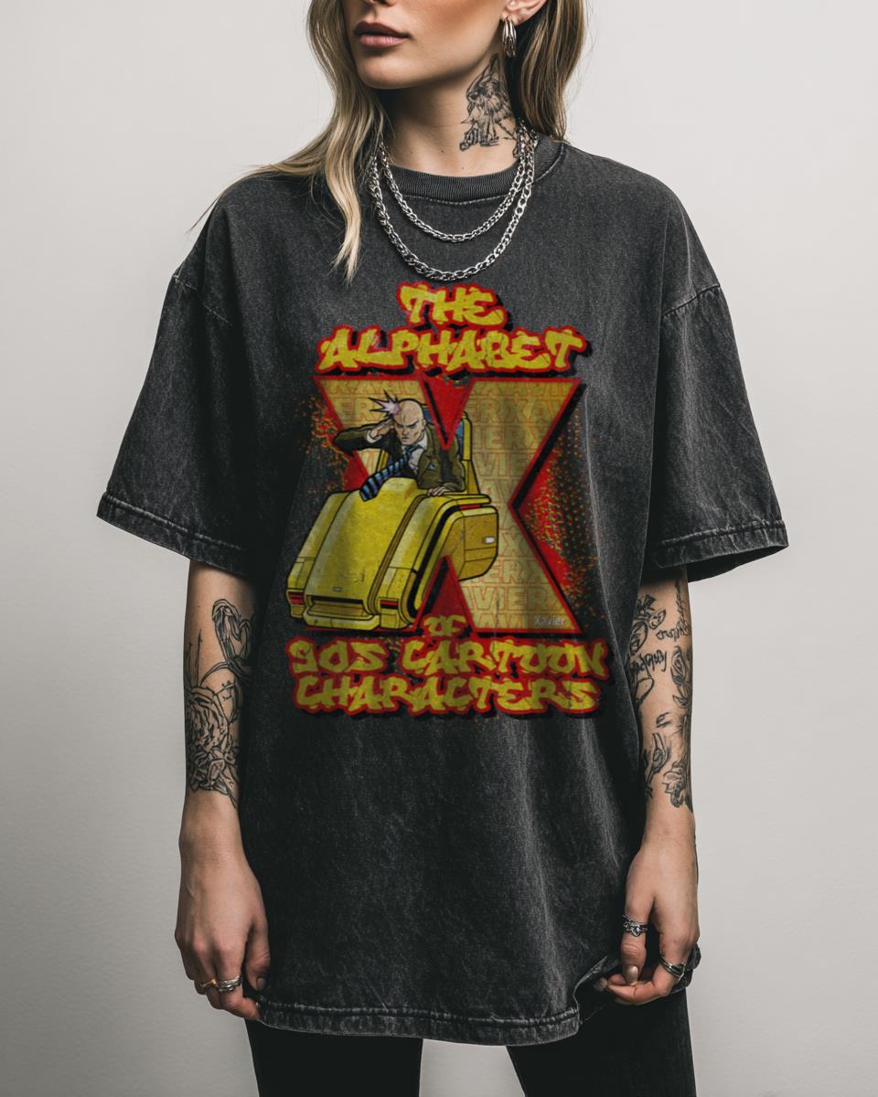 Retro 90s Cartoon Alphabet Characters T-Shirt – Nostalgic Childhood Vintage Unisex