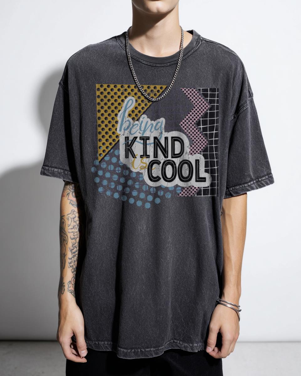 Retro 'Being Kind Is Cool' Slogan T-Shirt - Positive 80s 90s Humour Tee