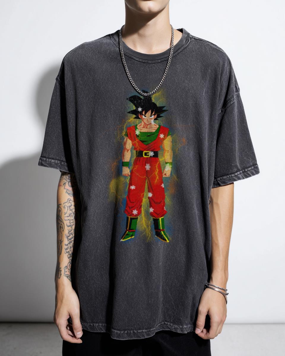 Retro "Christmas Goku" Dragon Ball Z Anime T-Shirt - Holiday Super Saiyan Fan Art