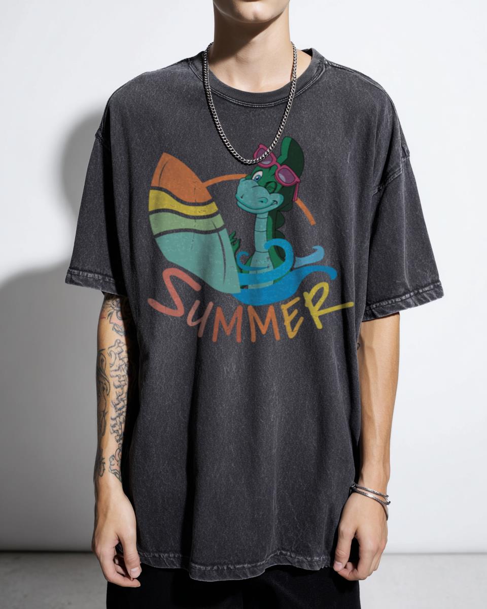 Retro Denver The Last Dinosaur T-Shirt - 80s Cartoon Skateboarding Dino