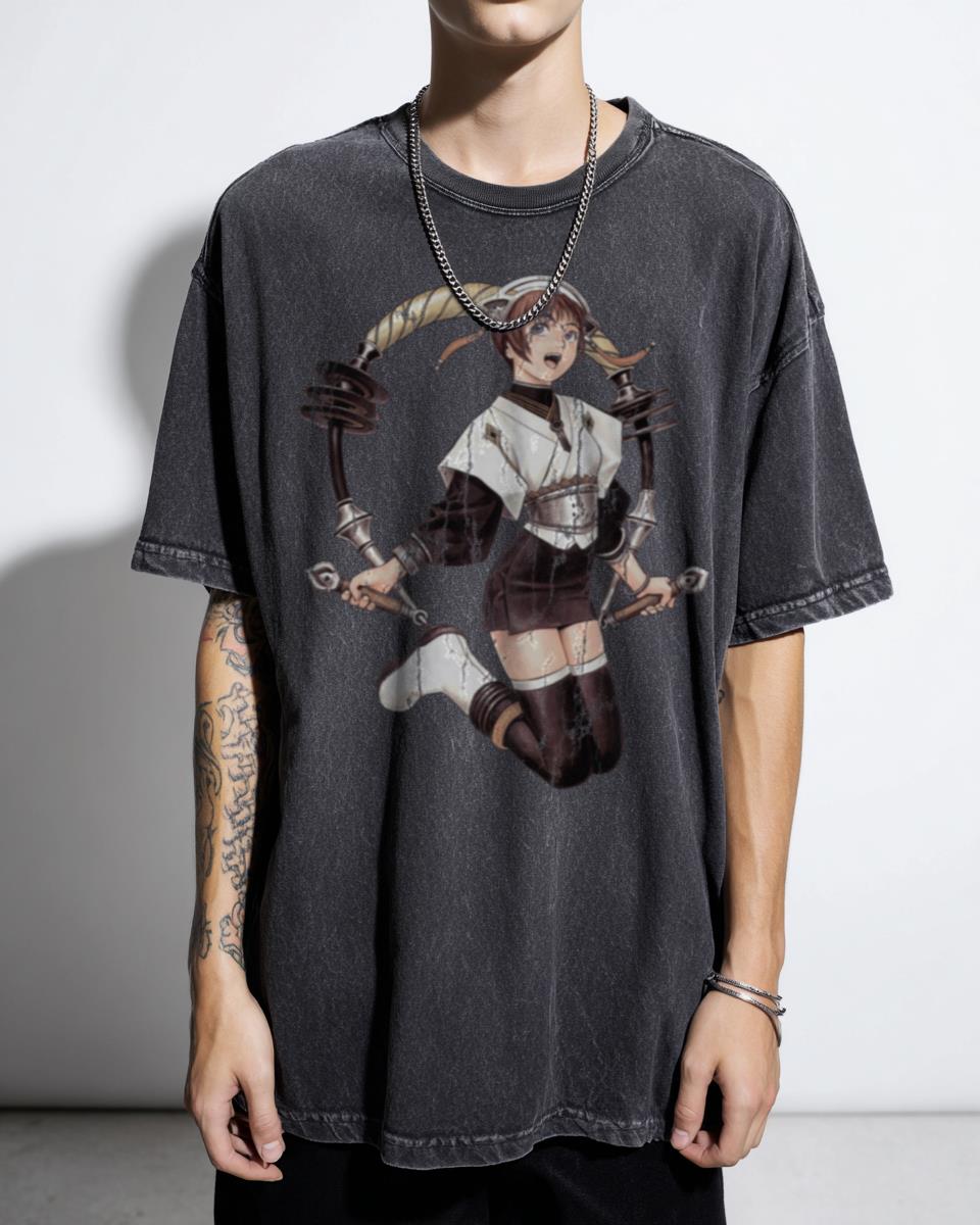 Retro-Futuristic Anime Girl 'Jamp' T-Shirt - 80s 90s Aesthetic Minimalist Unisex