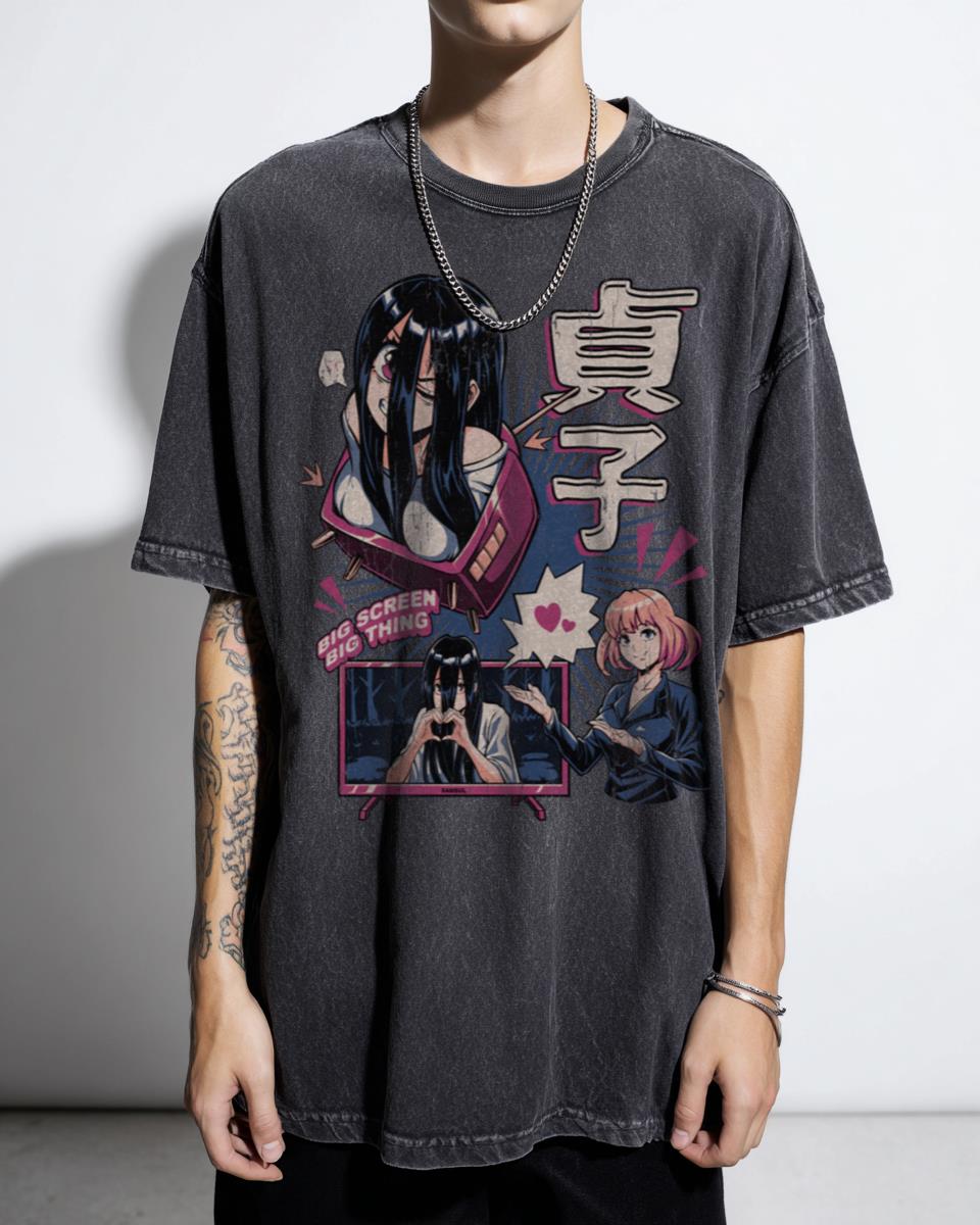 Retro Japanese Sadako Ghost T-Shirt - Spooky Manga Horror Tee