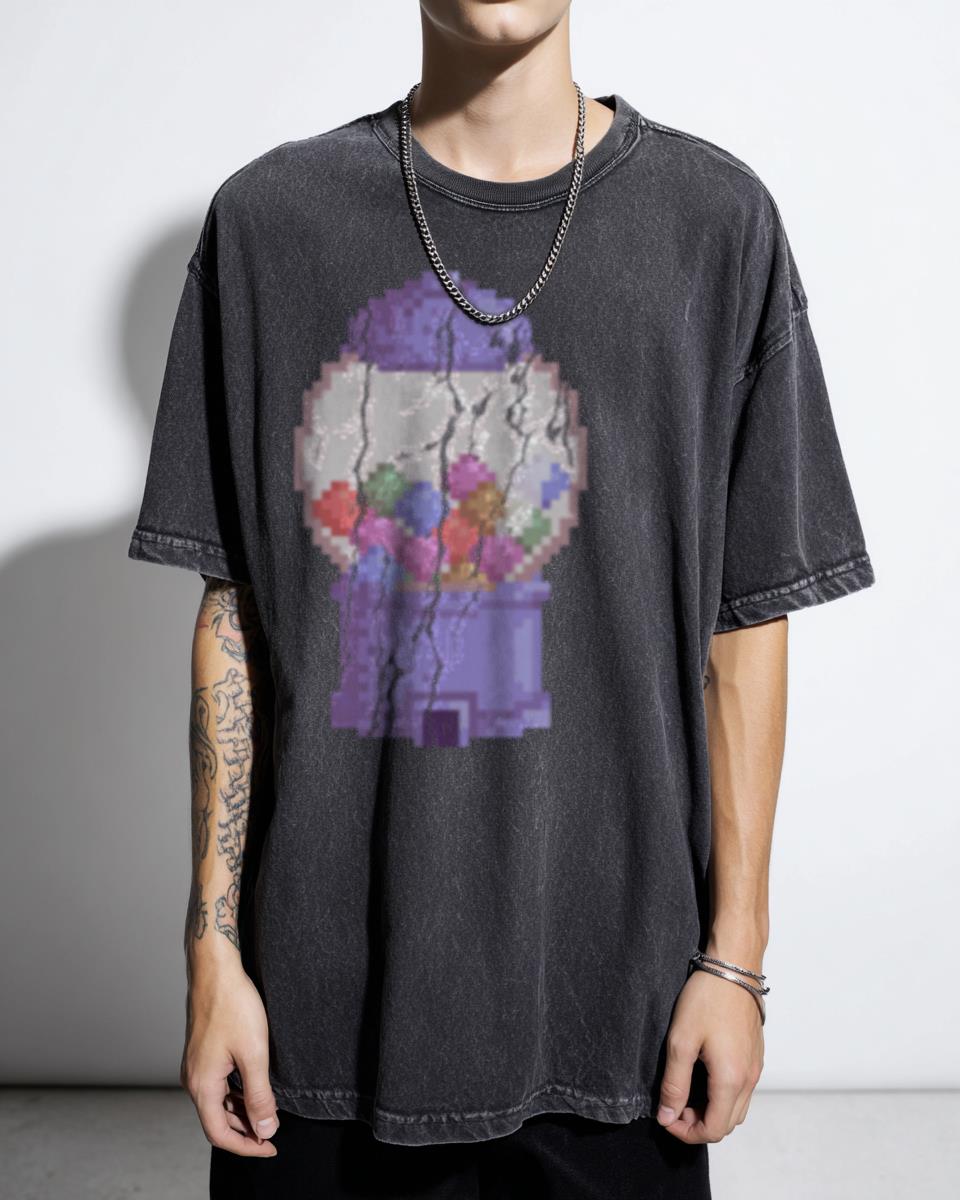 Retro Pixel Art Gumball Machine T-Shirt - Kawaii 8-Bit Candy Design
