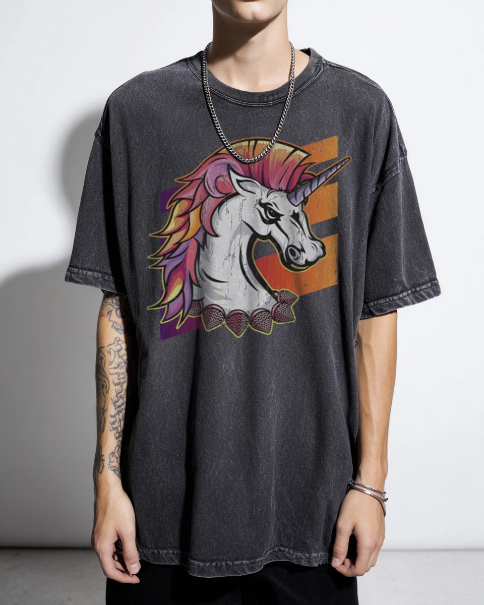 Retro Punk Rock Unicorn T-Shirt - 80s 90s Vintage Rocker Tee