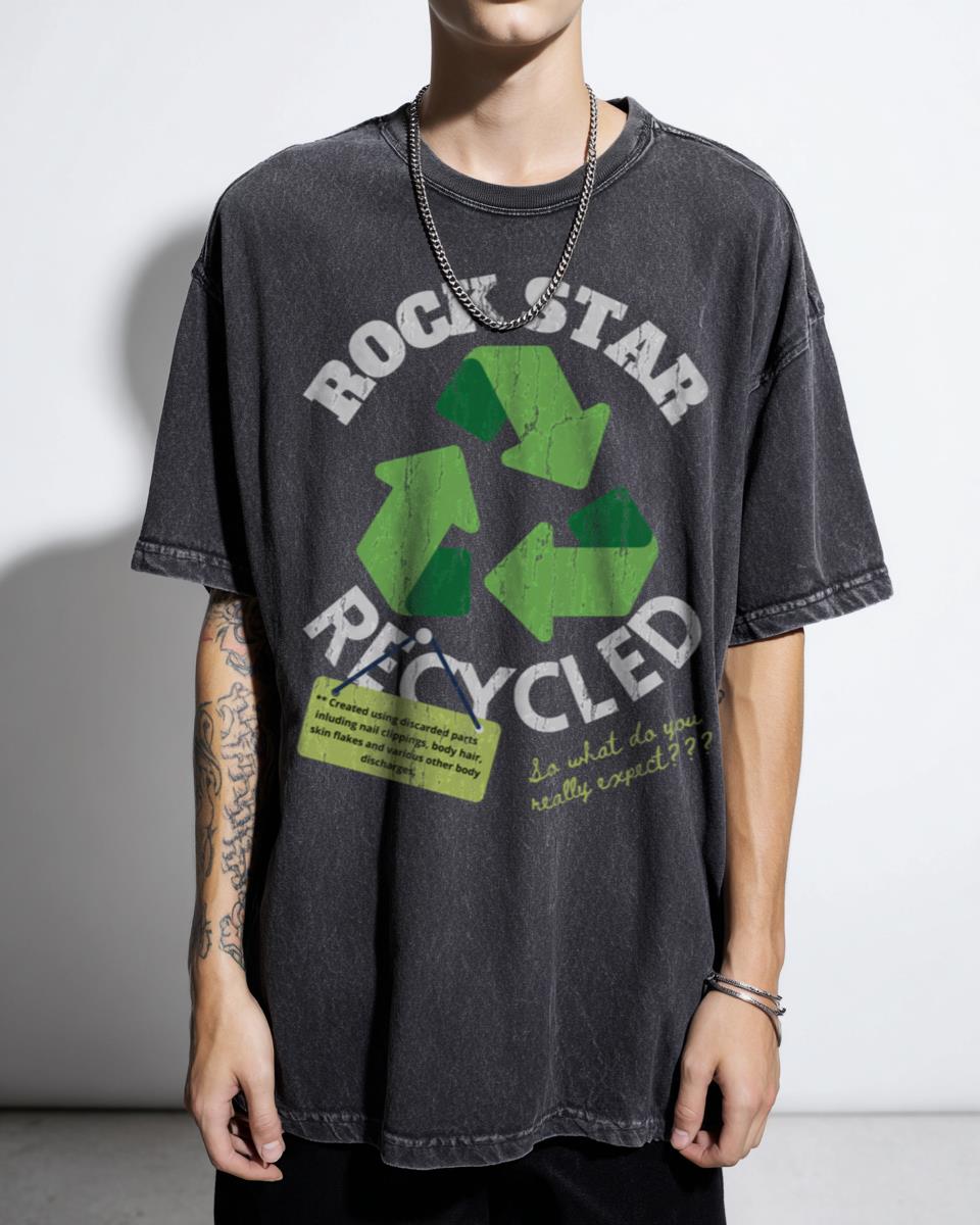 Retro Rock Star Recycled T-Shirt - Funny Climate Change Environment Gift