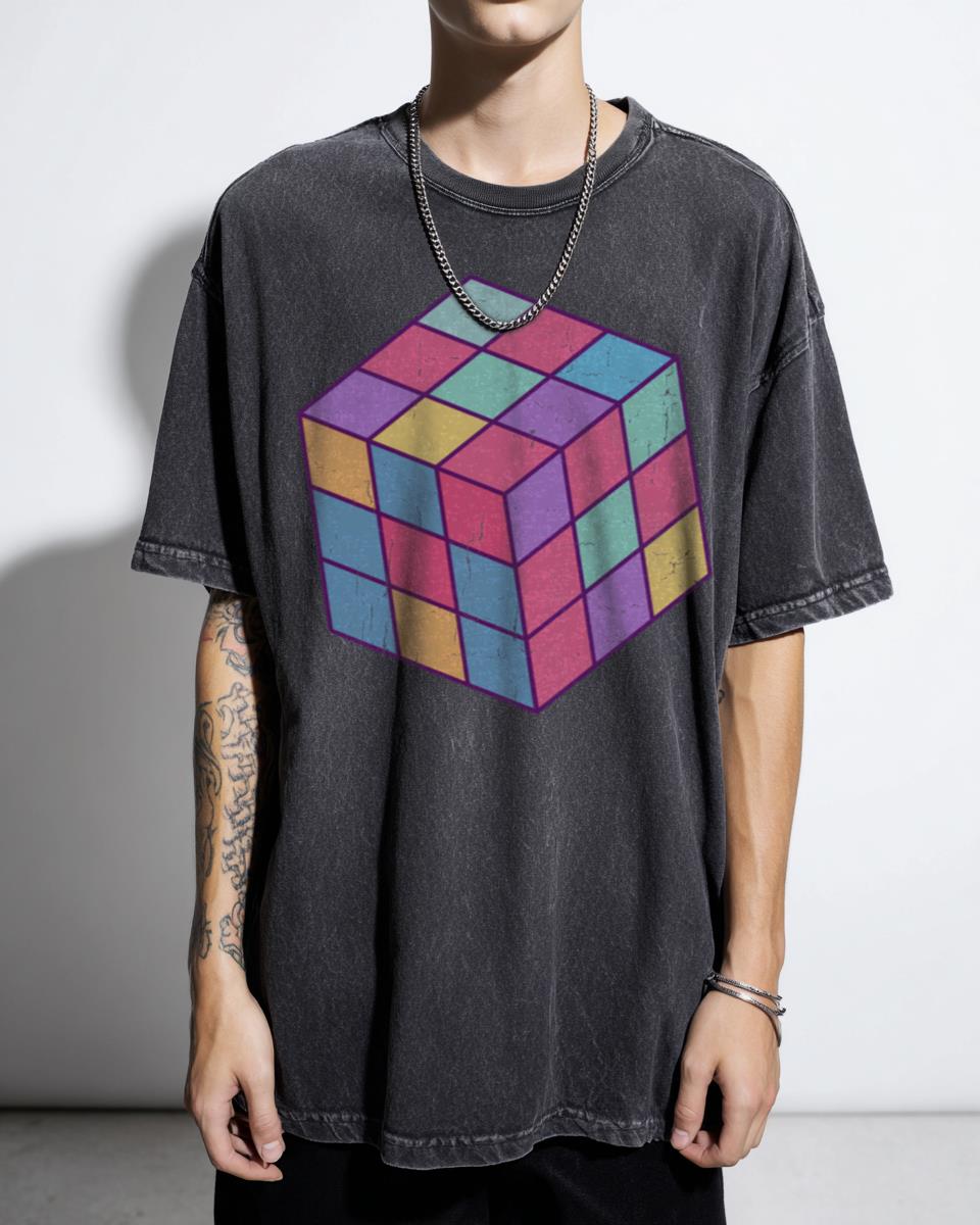 Retro Rubiks Cube Anime Unicorn T-Shirt - 80s Puzzle Cuber Unisex