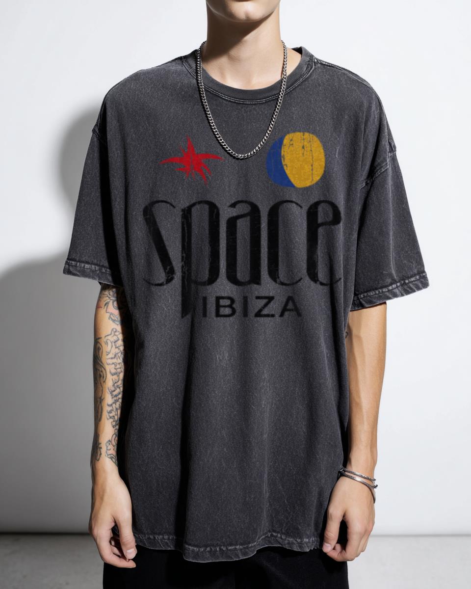 Retro 'Space Ibiza' Techno Rave Electronic Music T-Shirt - Festival House DJ Unisex