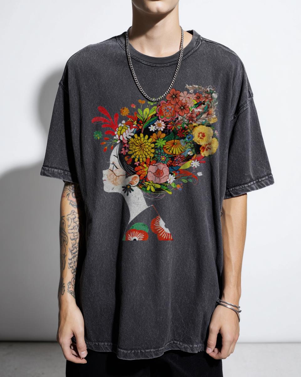 Retro Spirited Away Flower Art T-Shirt - Studio Ghibli Anime Fan Apparel