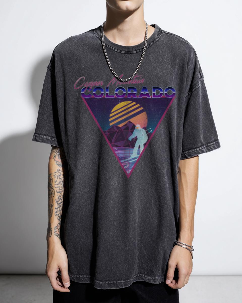 Retro Vaporwave Ski T-Shirt | Copper Mountain Colorado Tee