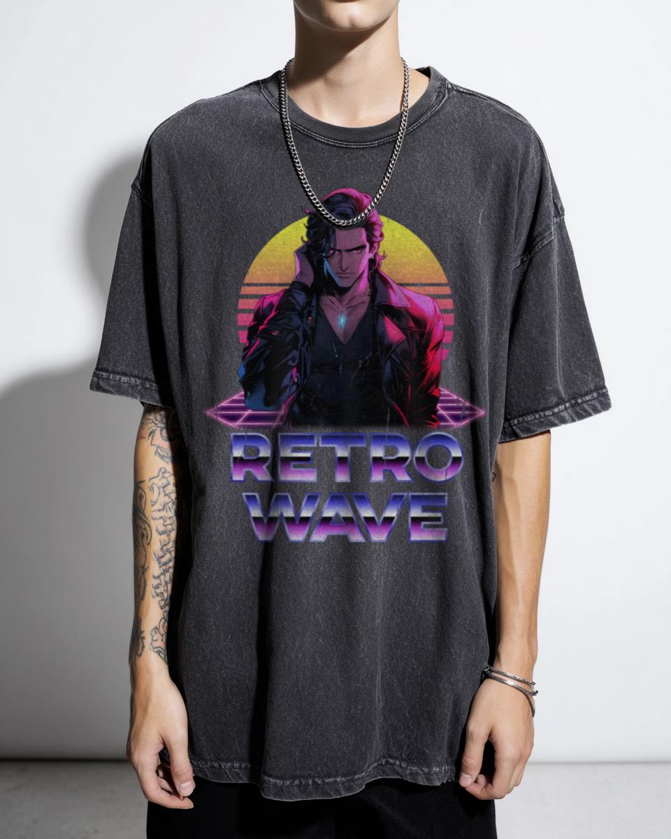 Retro Wave 80s Anime Man Aesthetic T-Shirt - New Retro Wave Vintage Anime Tee
