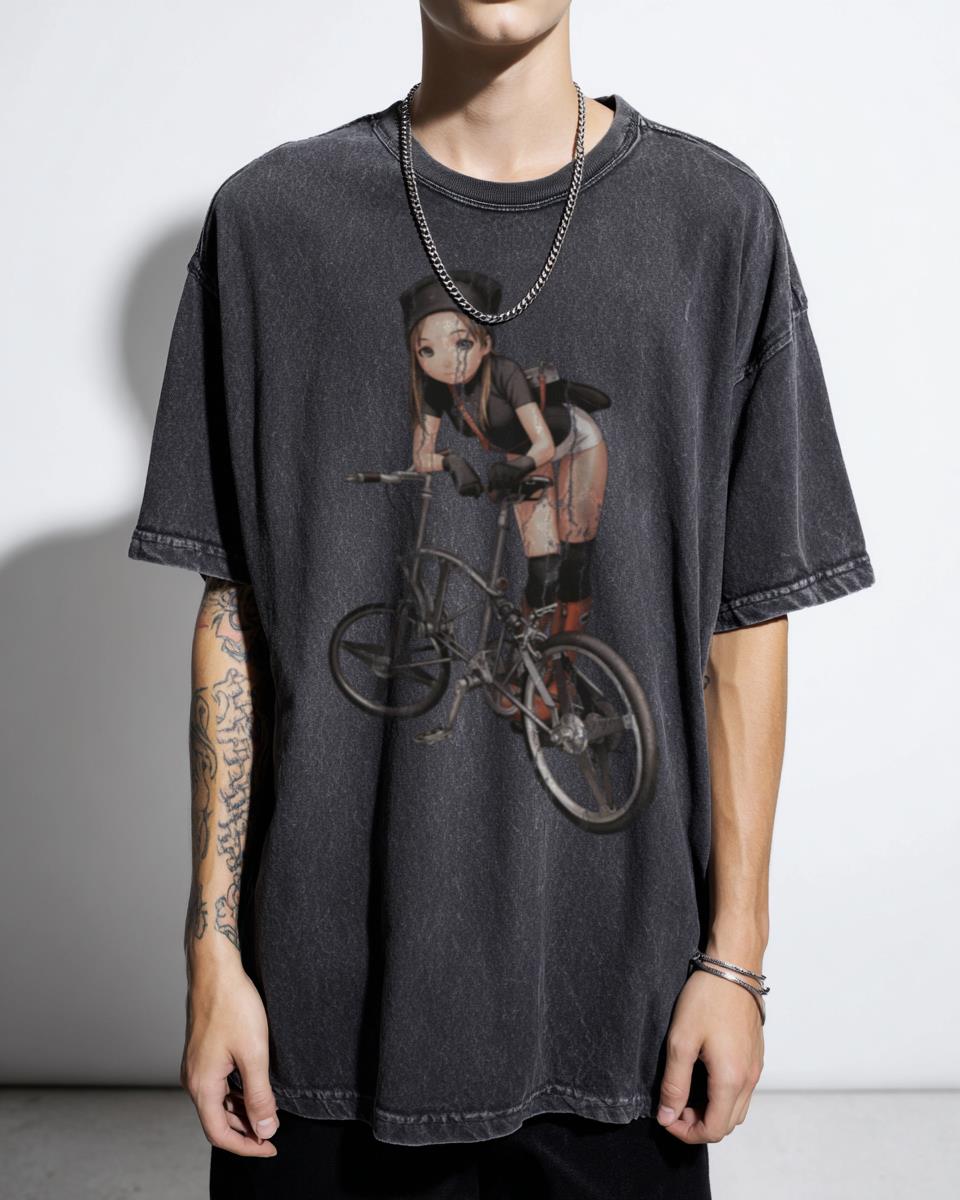 Retrofuturistic Bike Art Deco Anime T-Shirt - Japanese Cyberpunk Minimalist Unisex