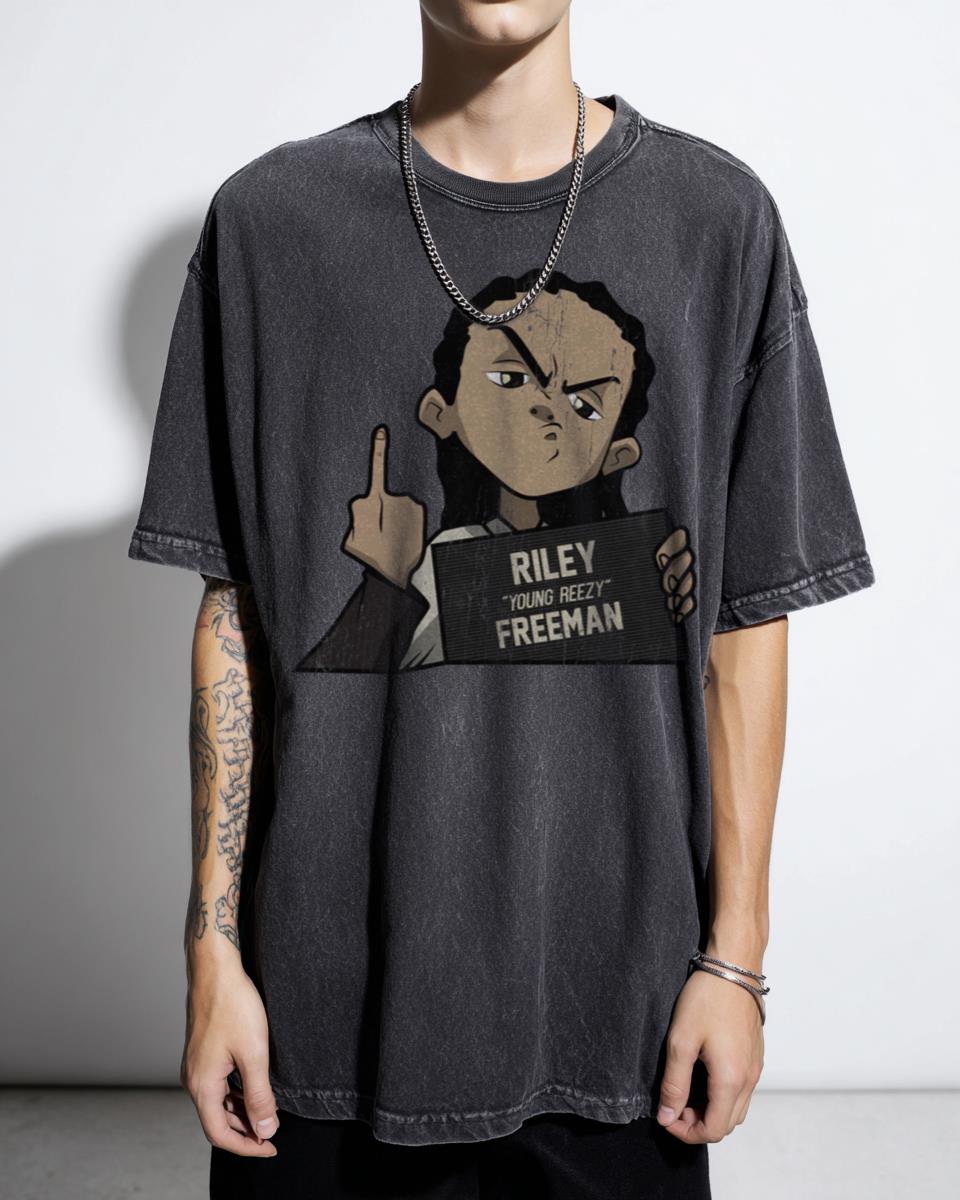 Riley Freeman The Boondocks Animated Sitcom T-Shirt - Black Comedy Cartoon