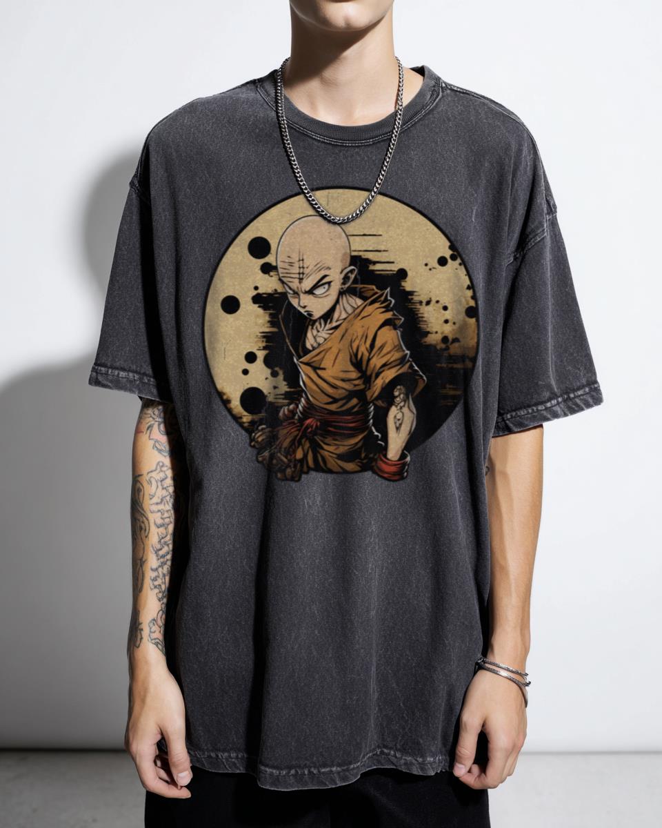 Rogue Monk Anime Style T-Shirt - Bald Character Guy Manga