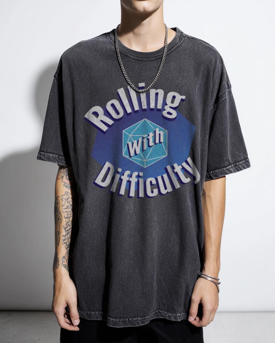 Rolling With Difficulty Podcast T-Shirt | D&D Planescape RPG Tee
