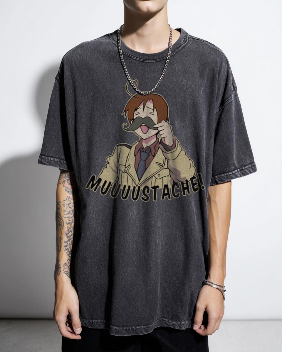 Romano Mustache Anime Meme T-Shirt - Hetalia Axis Powers Cartoon Comic Fan Unisex