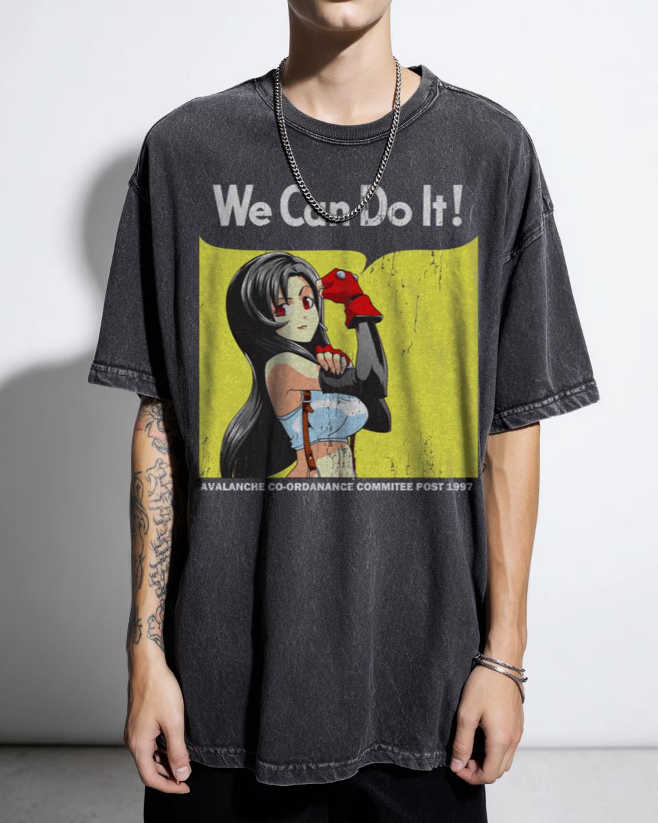 Rosie Riveter Cloud Strife Final Fantasy 7 Parody T-Shirt - Retro Gaming Unisex