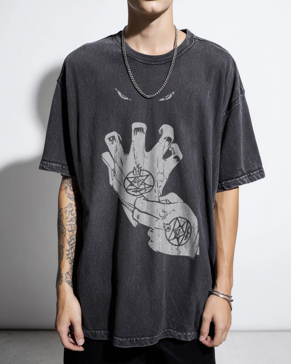 Roy Mustang FMA Anime Black Acidwash T-Shirt