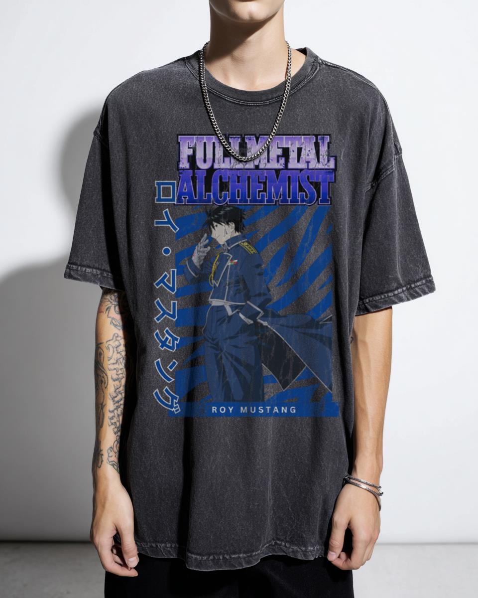 Roy Mustang 'Peace Sign' Anime Graphic T-Shirt - Fullmetal Alchemist FMA Fan Unisex