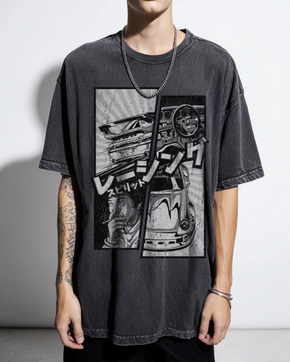 RWB 993 Manga Style T-Shirt | Porsche Car Art Graphic