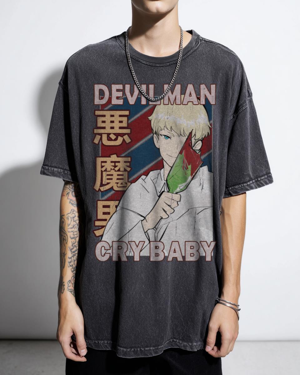 Ryo Asuka Devilman Crybaby Anime T-Shirt - Dark Demon Manga Art Gift