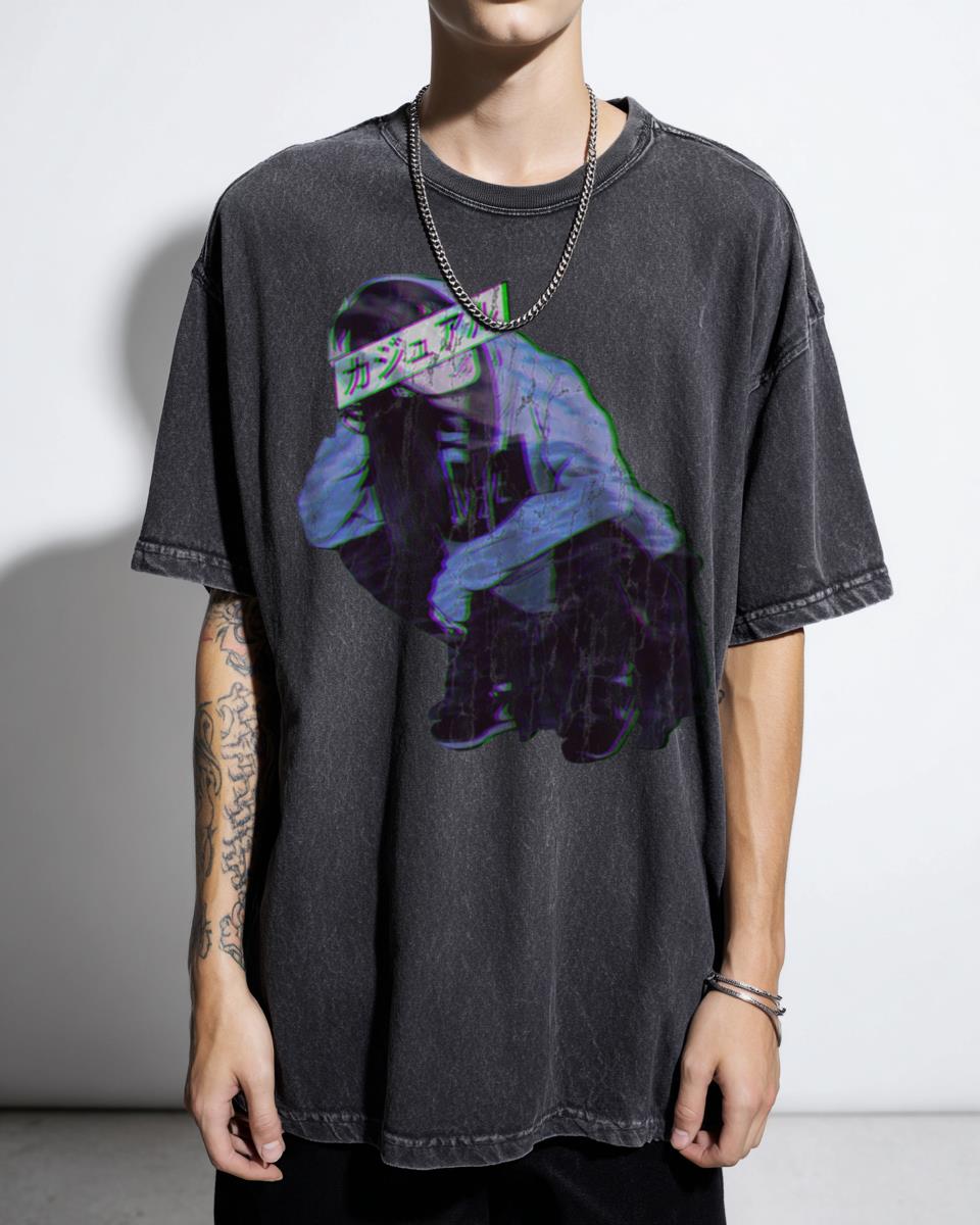 Sad Japanese Anime Aesthetic T-Shirt - Grunge Goth Edgy Senpai