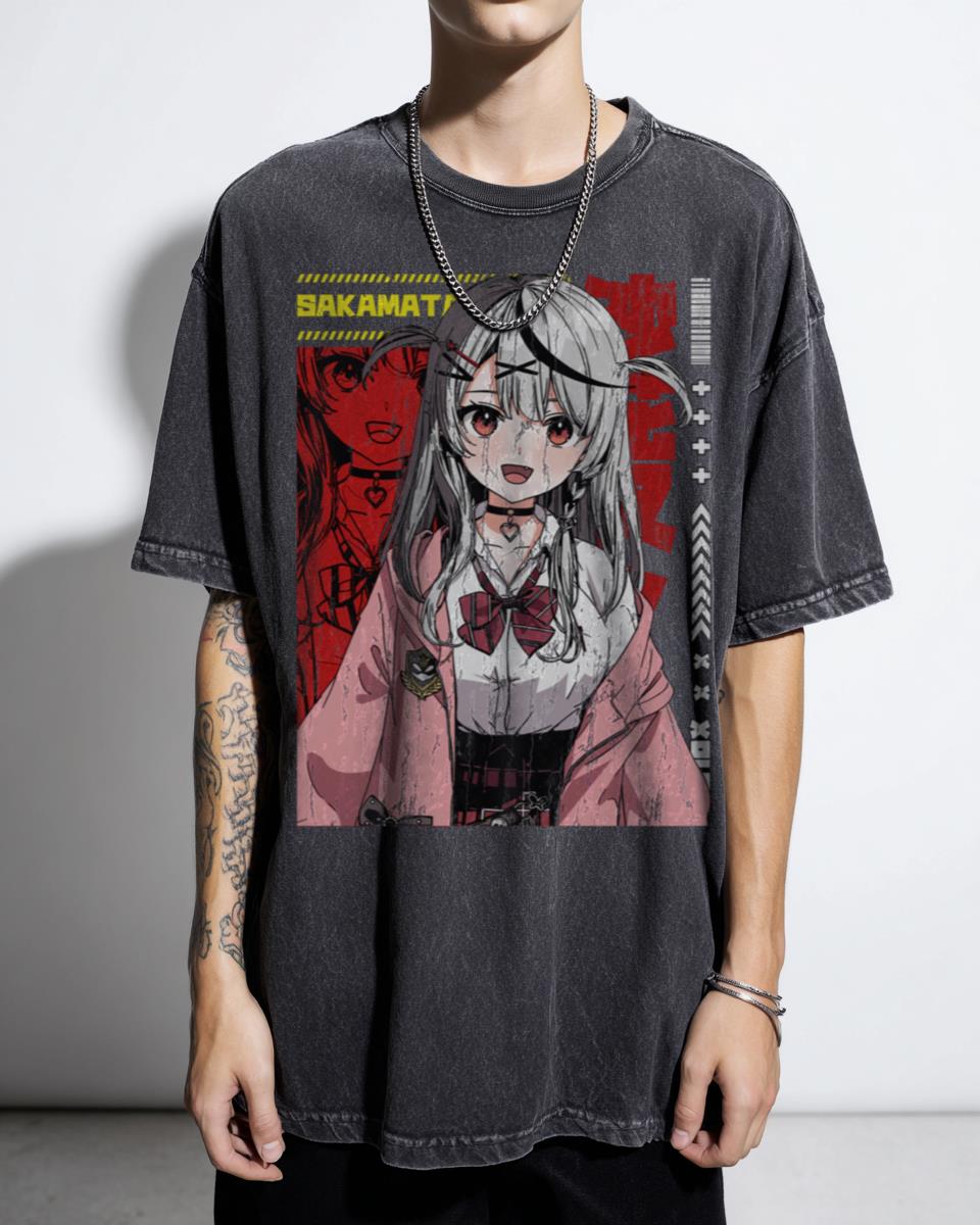 Sakamata Chloe Hololive Vtuber T-Shirt - Seifuku Anime Virtual Youtuber Fan Art Unisex