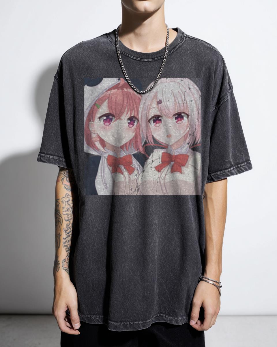Sakuyui Nijisanji VTuber Sasaki Saku Shiina Yuika Anime T-Shirt - Virtual Youtuber Fan