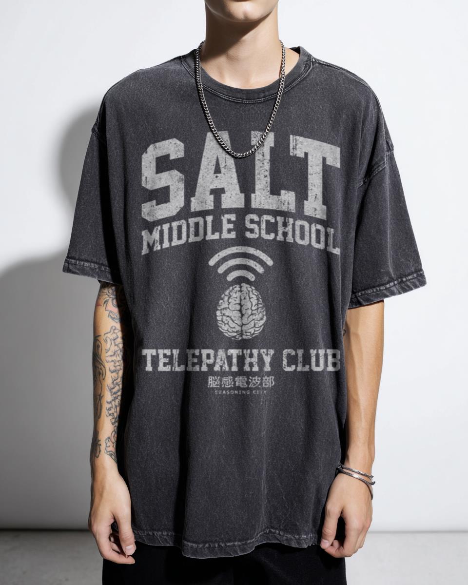 Salt Middle School Telepathy Club Mob Psycho 100 Anime T-Shirt - Shigeo Kageyama Fan Unisex