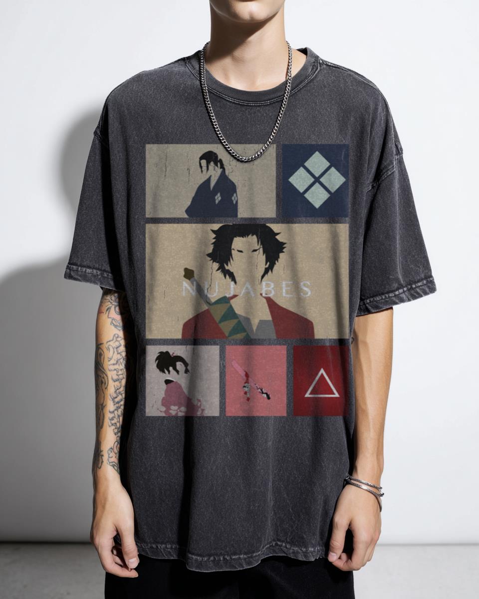 Samurai Champloo Anime T-Shirt | Vintage Acid Wash Graphic Tee
