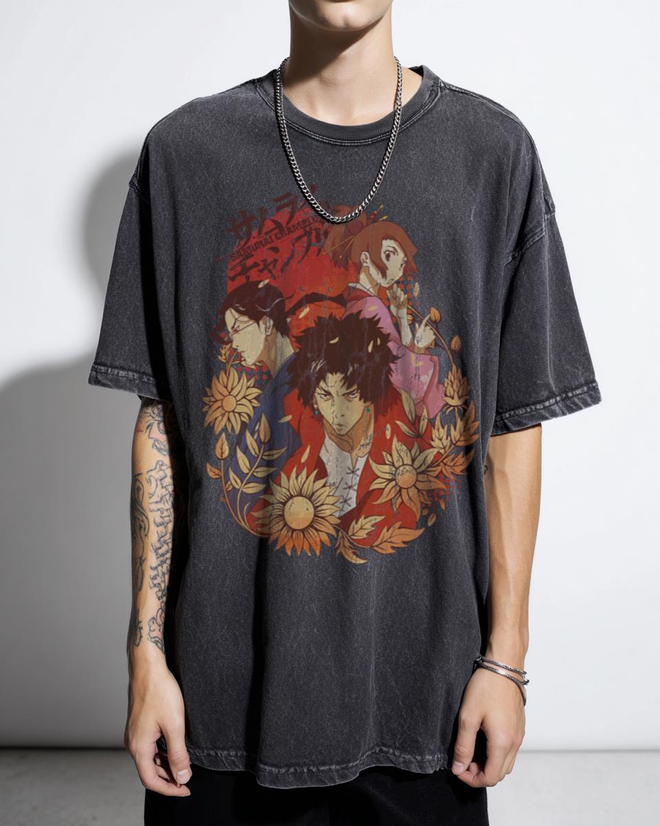 Samurai Champloo Manga Anime T-Shirt - Mugen Jin Fuu Japanese Art
