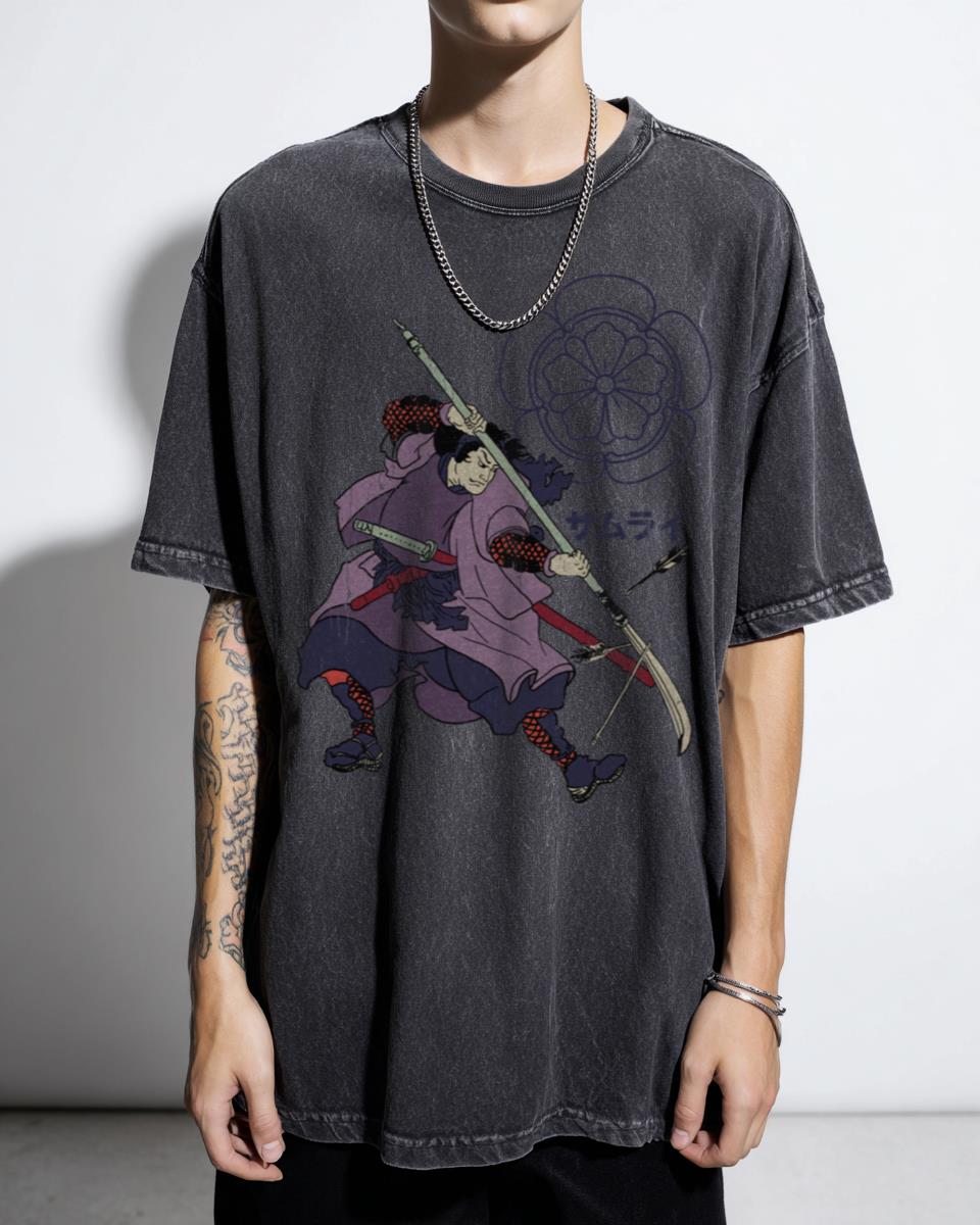 Samurai with Naginata Japanese Engraving Art T-Shirt - Hiroshige Hokusai Martial Arts Unisex