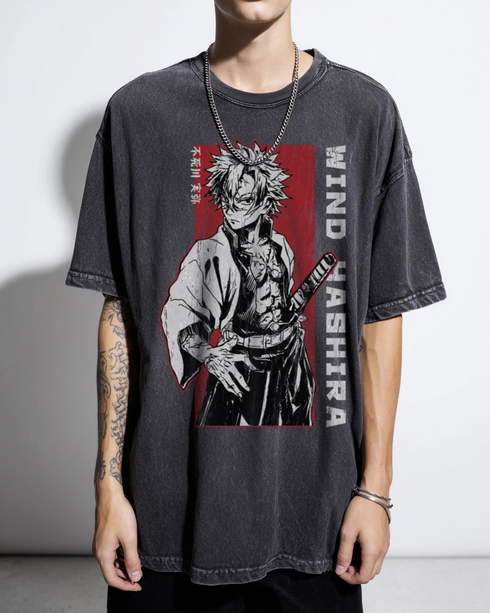 Sanemi Shinazugawa Demon Slayer Anime Manga T-Shirt - Breath of Wind Fan Art