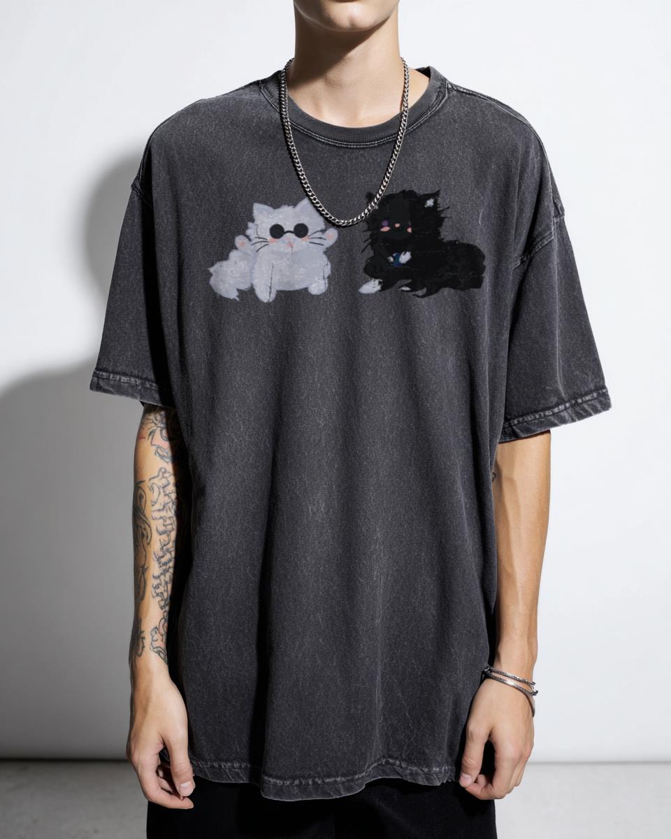 Satosugu Cats Jujutsu Kaisen Anime T-Shirt - Gojo & Geto JJK Feline Fanart