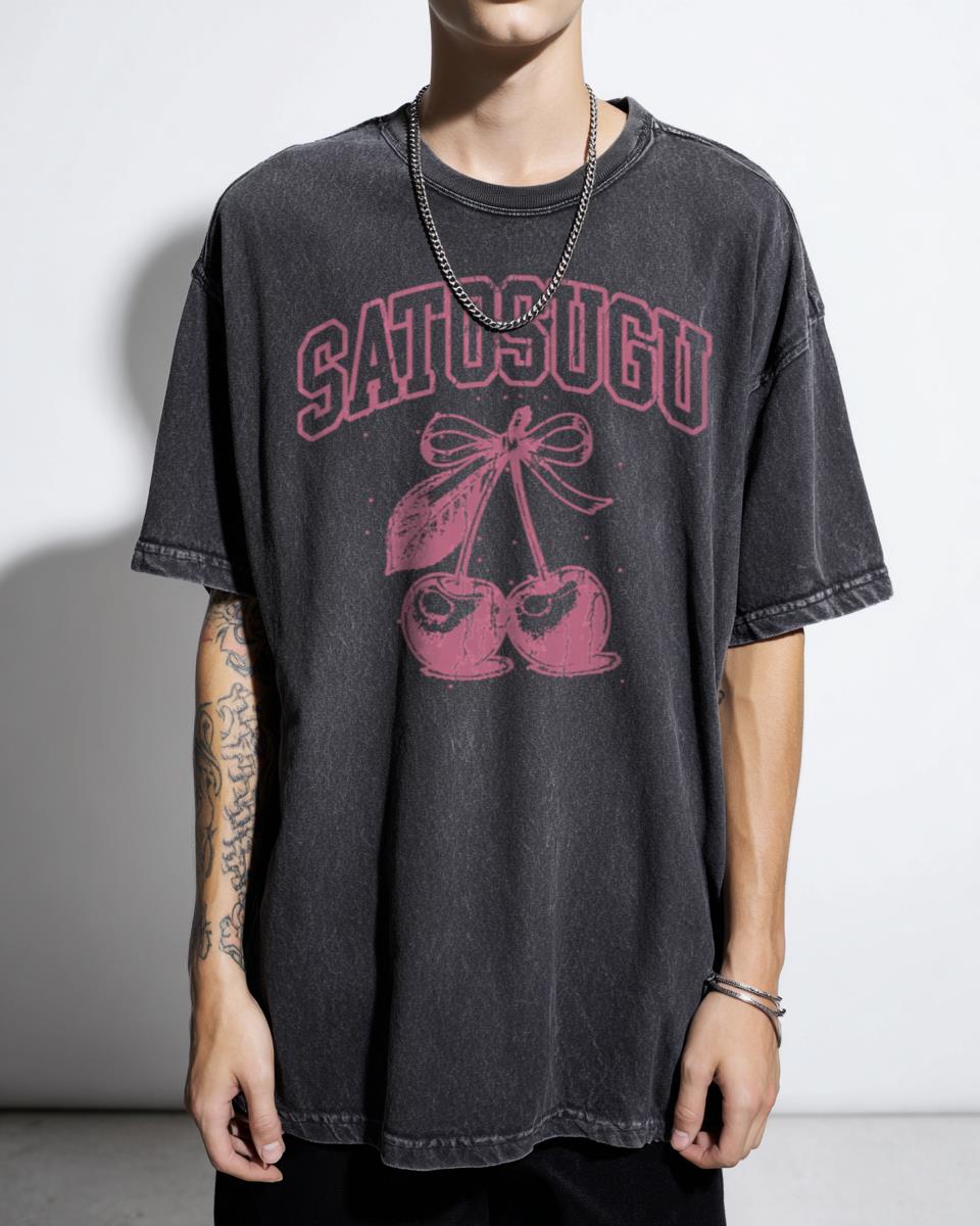 Satosugu Pink Cherry & Bow Jujutsu Kaisen T-Shirt - Boys Love Aesthetic Tee