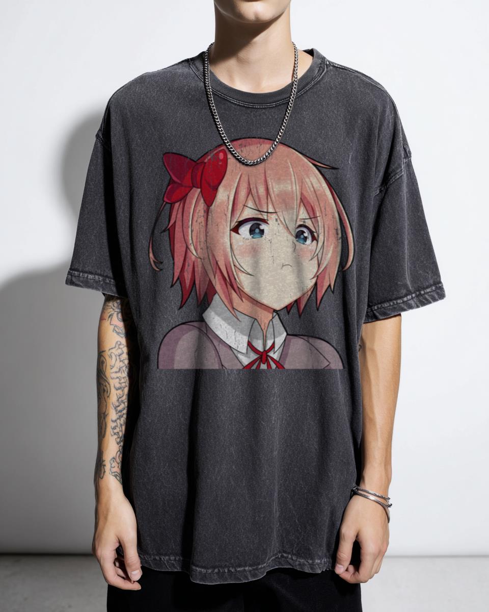 Sayori Cute Kawaii Pouting Anime Girl T-Shirt - Japanese Manga Waifu Tee