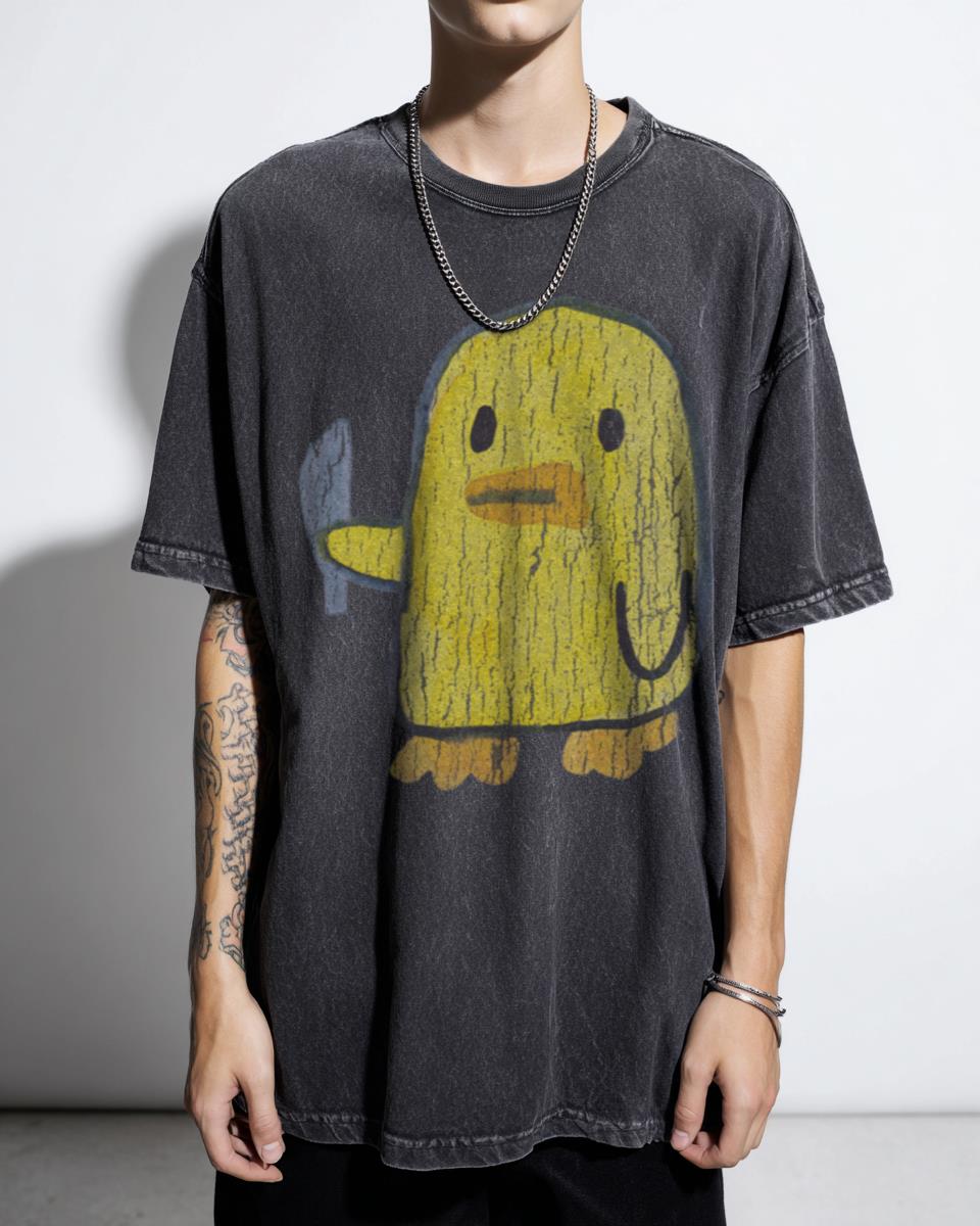 Scary Cute Duck With A Knife Watercolor Art Tee