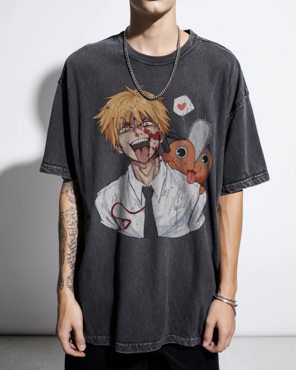 Scribble Pochita Chainsaw Man Anime T-Shirt - Cute CSM Manga Style Art