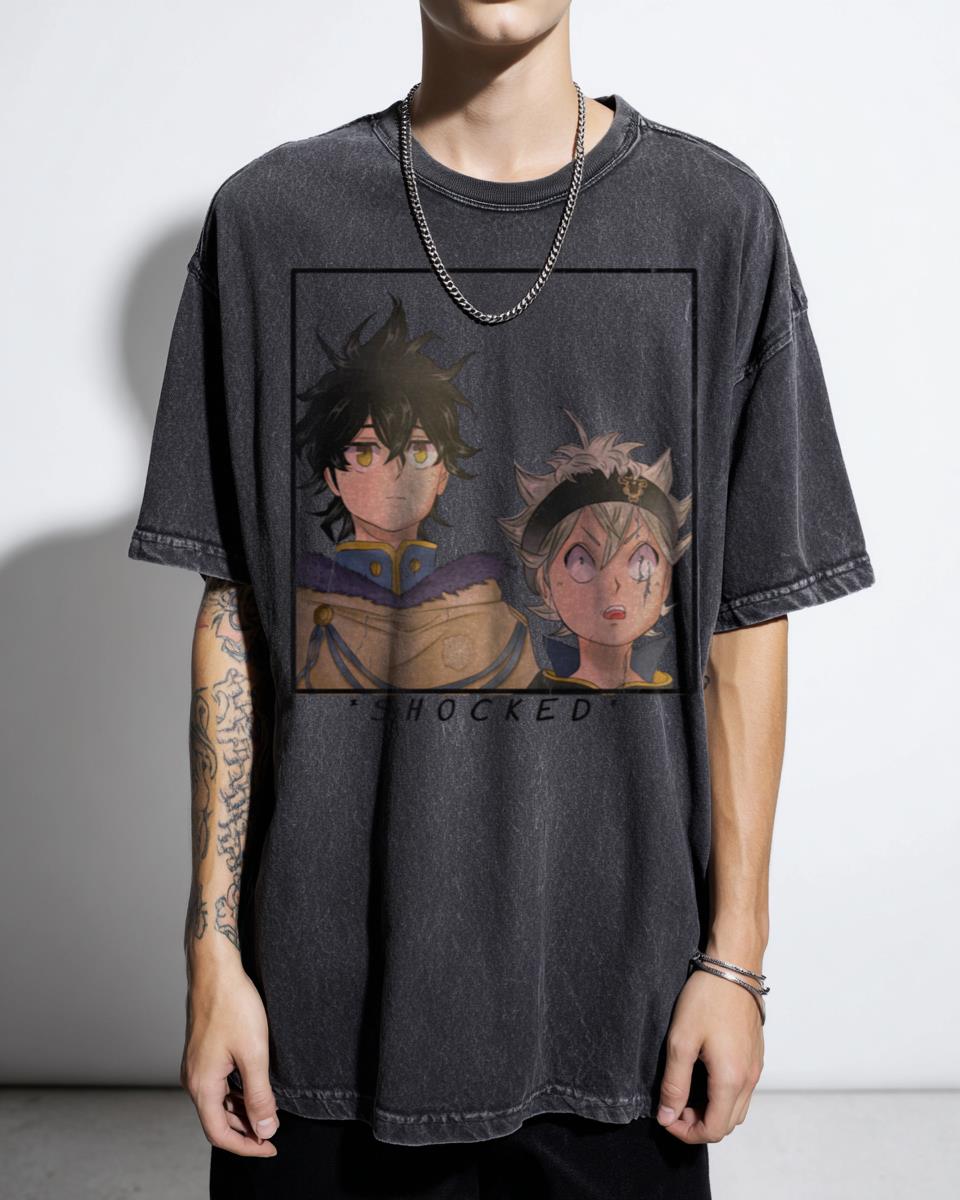 Scribble Rivals Asta Yuno Black Clover Anime T-Shirt - Black Bulls Manga Art