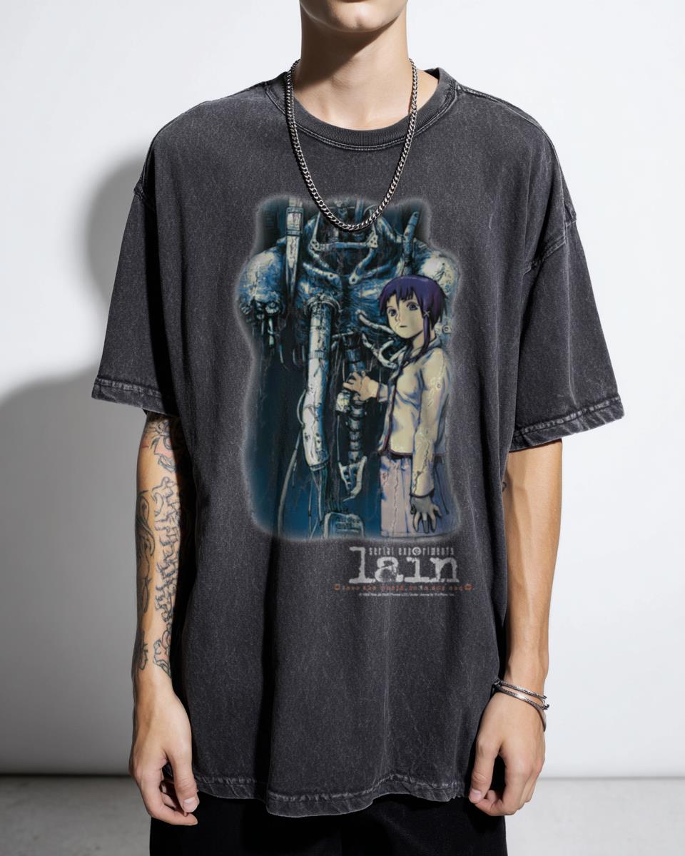 Serial Experiments Lain 90s Cyberpunk Anime T-Shirt - Aesthetic Grunge Vaporwave Fan Gift