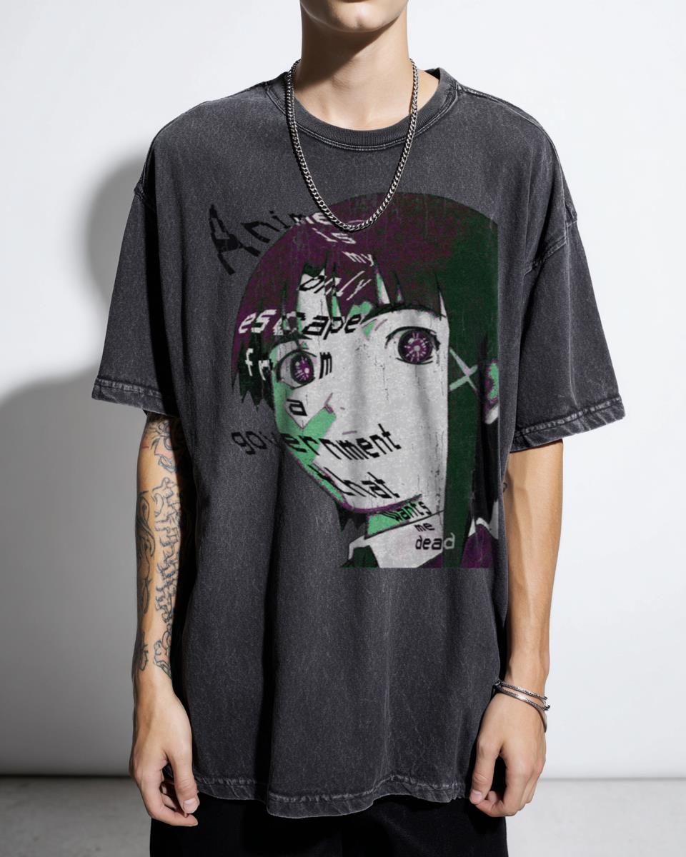 Serial Experiments Lain Cyberpunk T-Shirt - 90s Anime Is My Escape Aesthetic