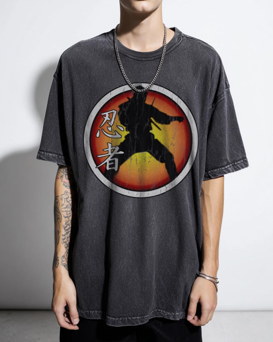 Shadow Ninja Japanese Assassin Acidwash Graphic Tee