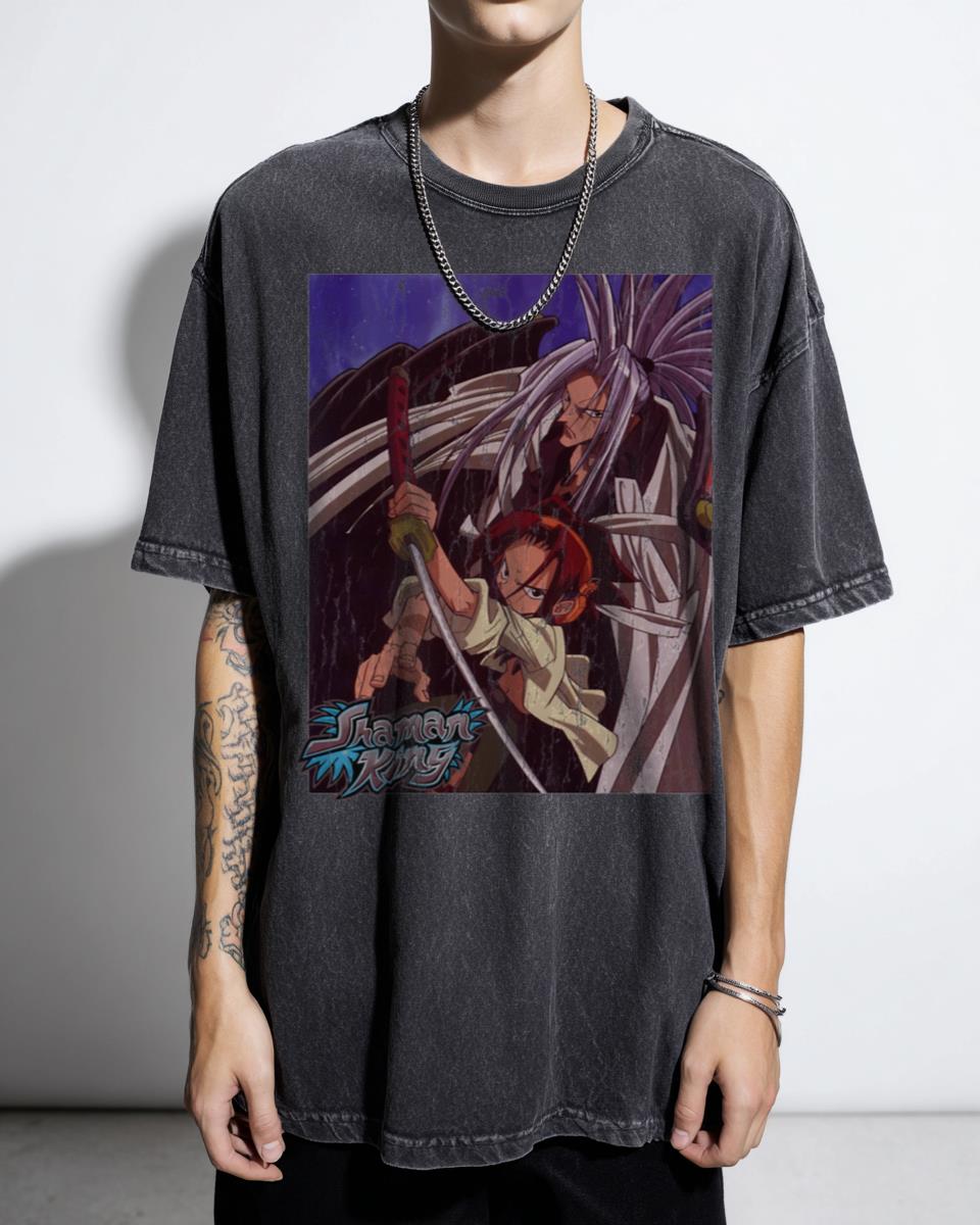 Shaman King Asakura Yo Anime T-Shirt - Amidamaru Over Soul Manga Fan Unisex