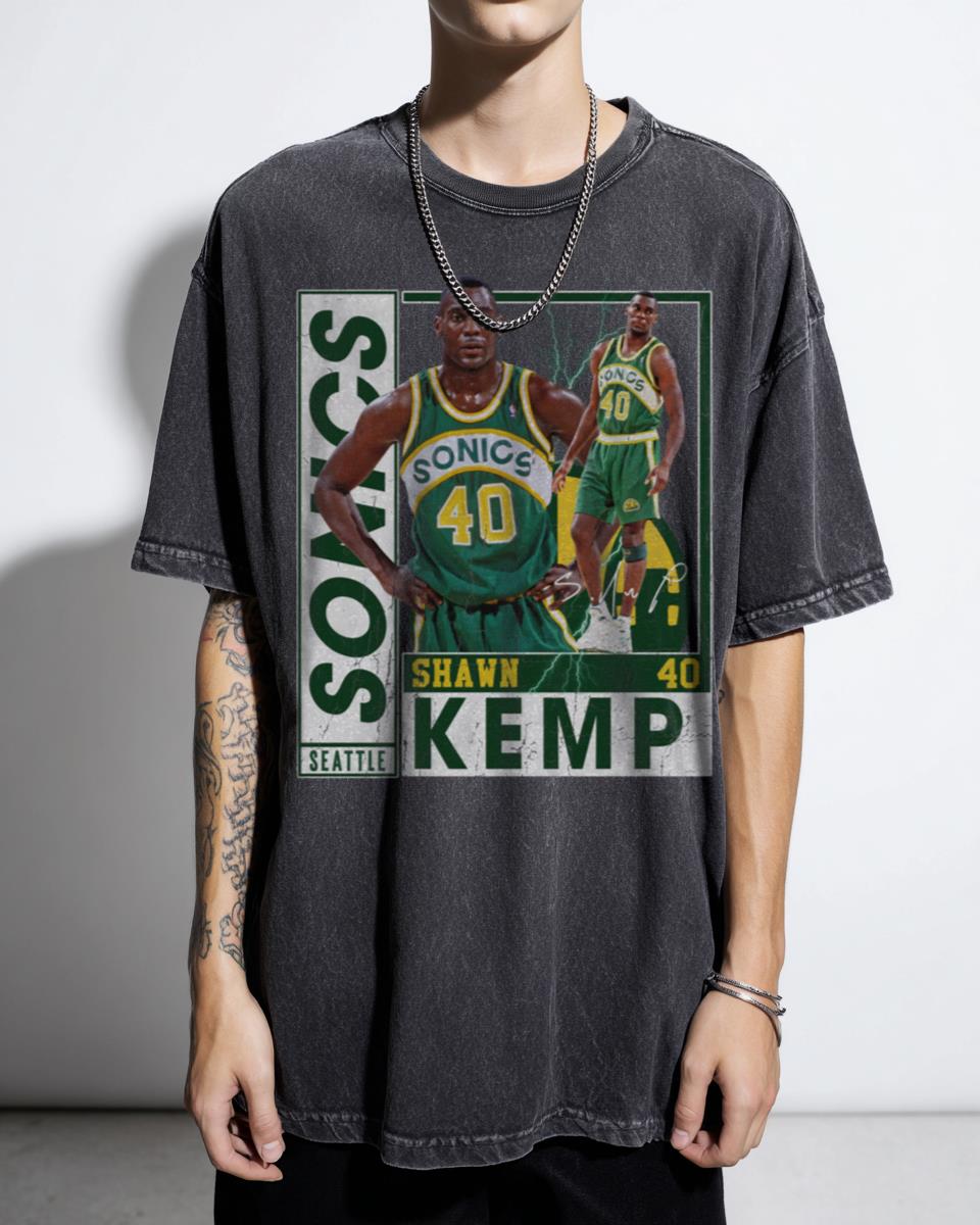 Shawn Kemp The Reignman Seattle Basketball T-Shirt - Vintage 80s 90s Bootleg Rap Style