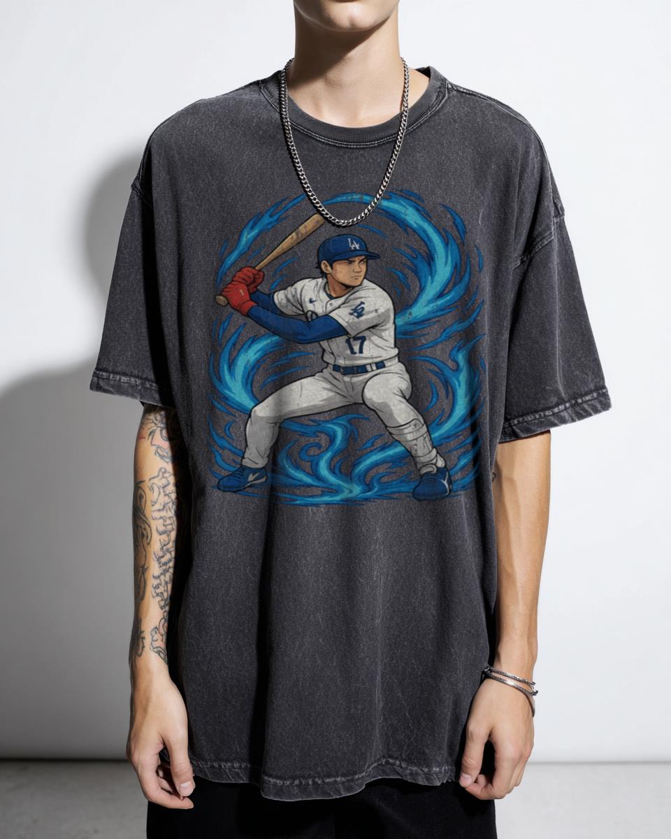 Shohei Ohtani Anime Swing Dodgers T-Shirt - First Form Power Baseball Fan Art