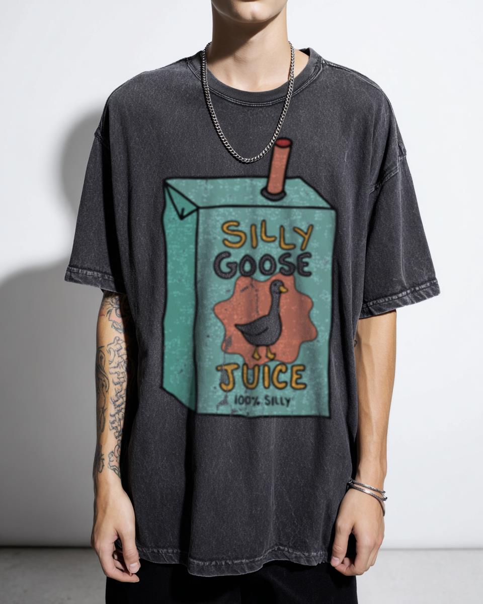 Silly Goose Juice Hand-Drawn Funny Birds Graphic T-Shirt - Hydro Vsco Aesthetic Unisex