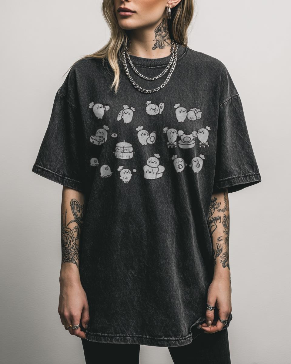 Sirotan Chef Cute Kawaii Seal Anime Acidwash T-Shirt