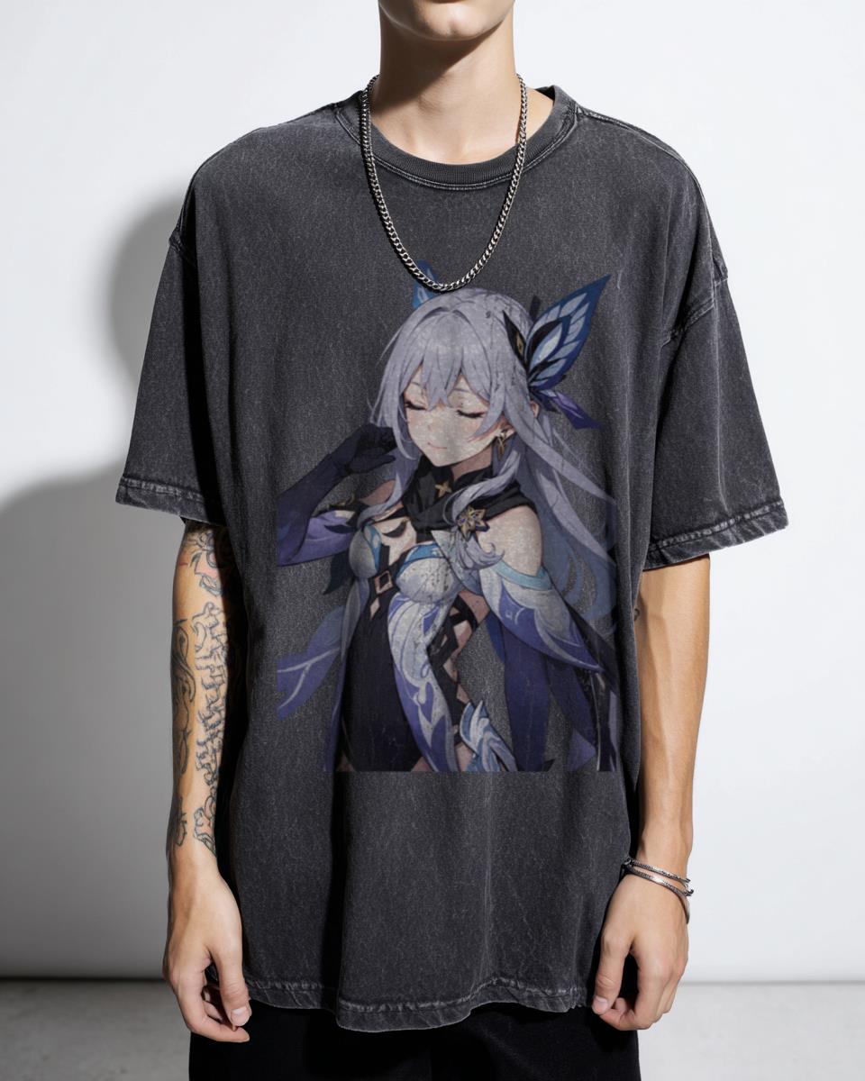 Skirk Genshin Impact Anime Gaming Acidwash T-Shirt