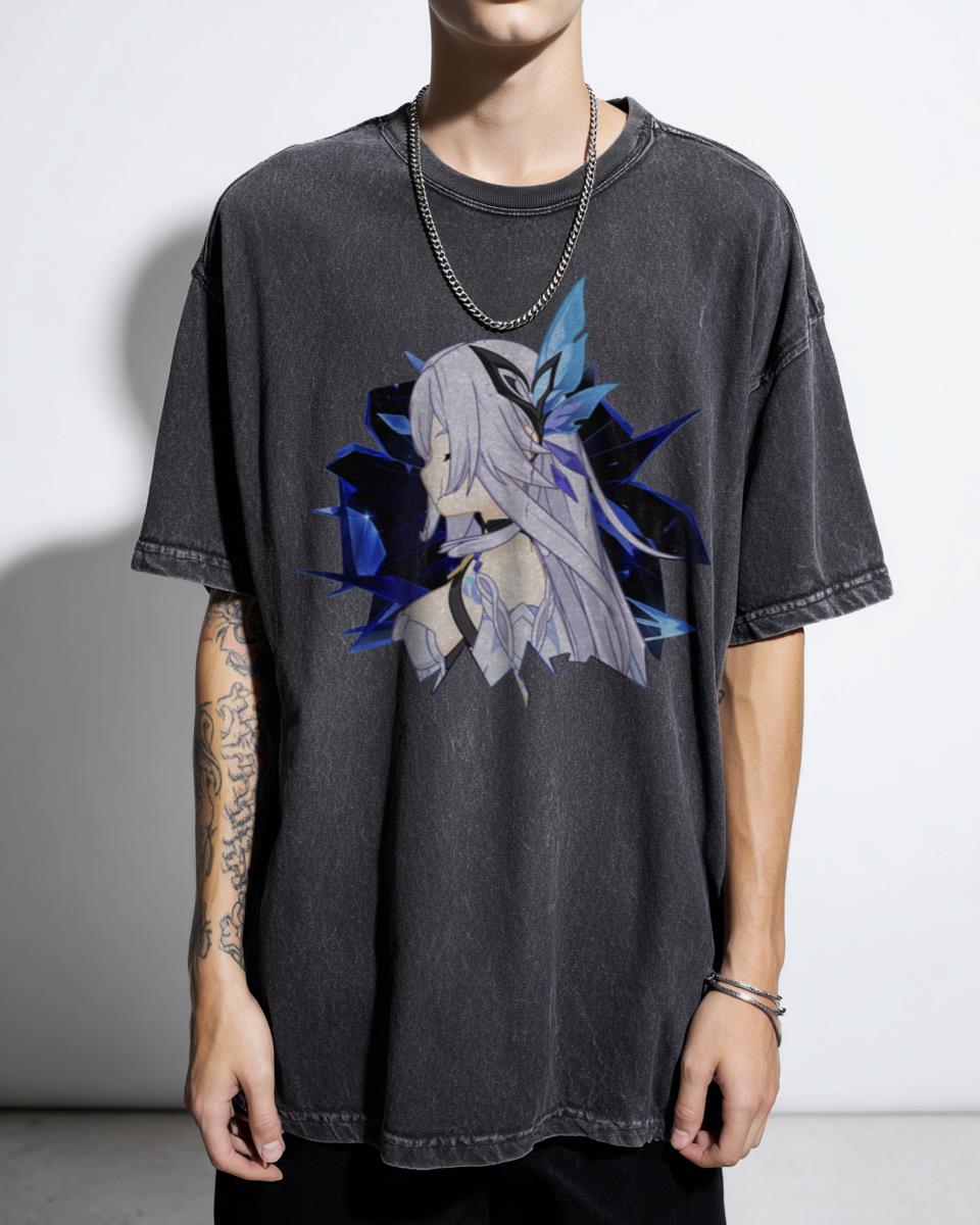 Skirk Genshin Impact Anime T-Shirt - Cryo Fantasy Game Character Merch