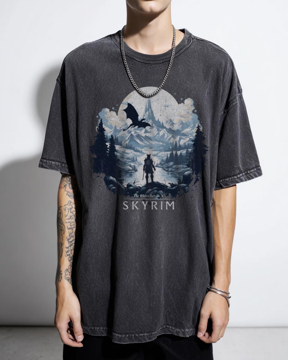 Skyrim Scenery Graphic Tee | Elder Scrolls V Landscape Shirt