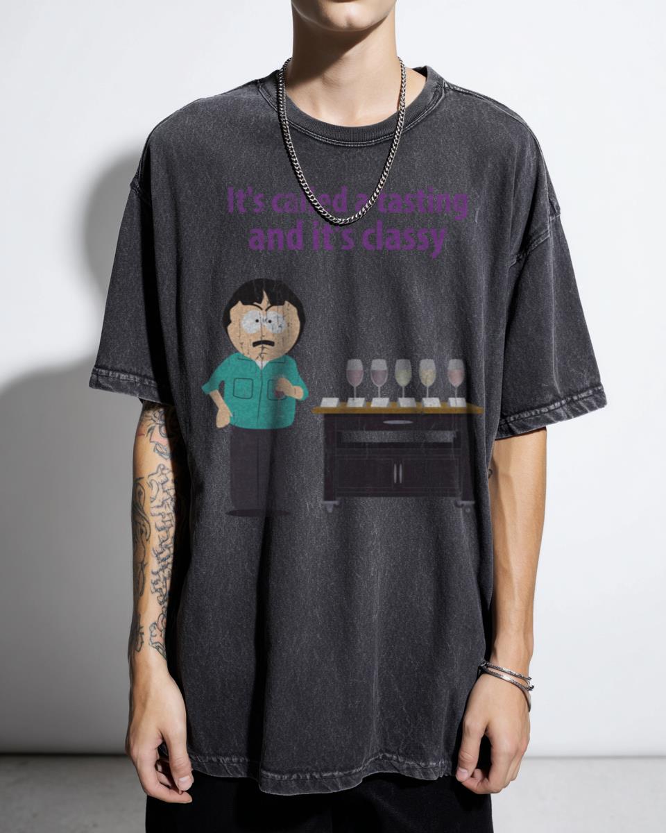South Park Randy Marsh Wine Tasting T-Shirt - Cartoon Art Classy Humor Unisex